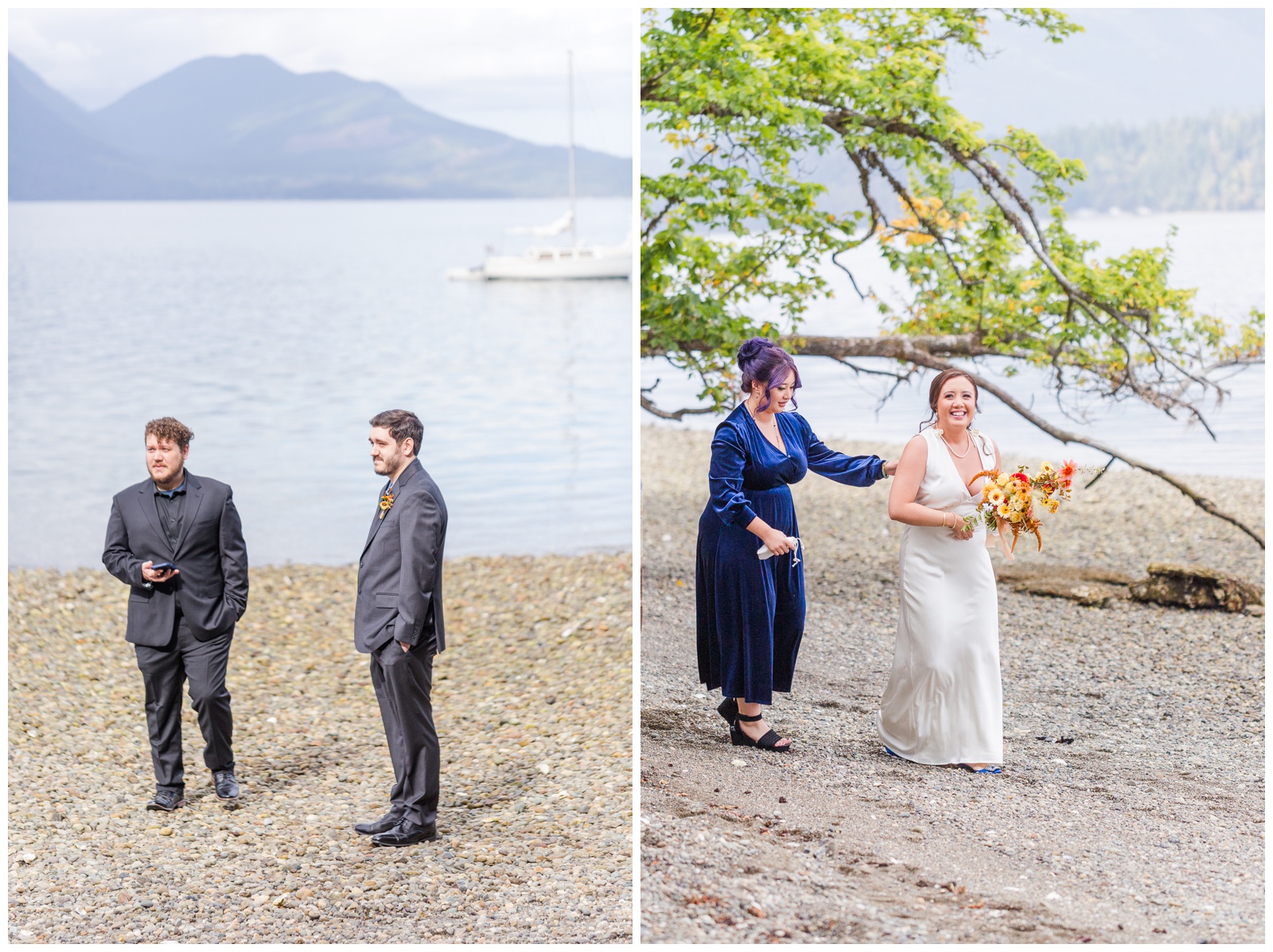 Bride and groom Seabeck elopement ceremony