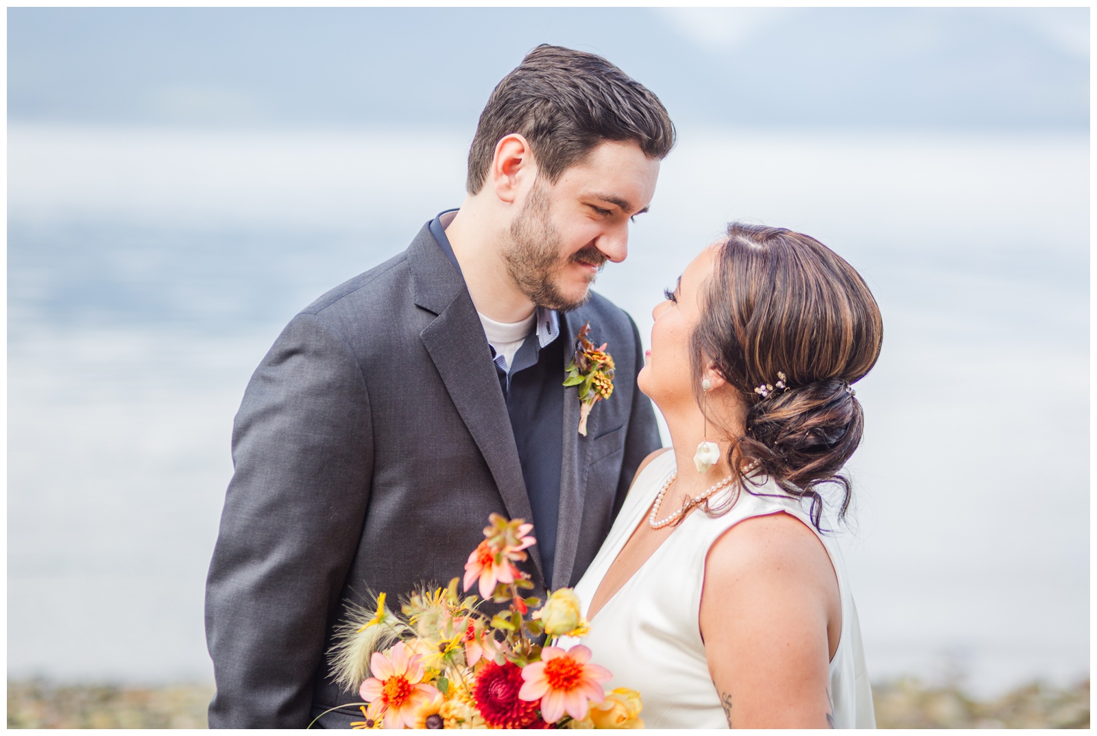 Bride and Groom portraits Seabeck elopement