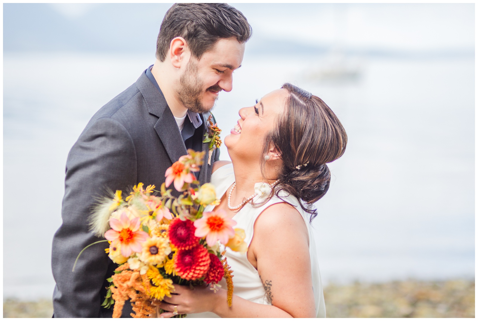 Bride and Groom portraits Seabeck elopement