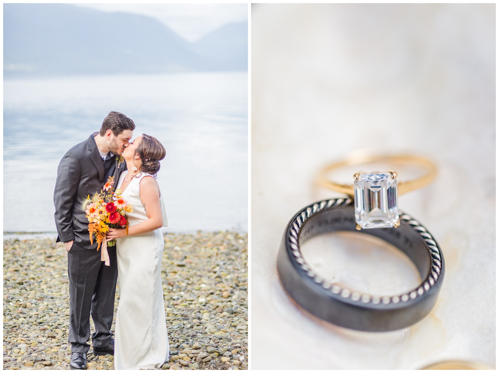 Bride and Groom portraits Seabeck elopement, wedding rings